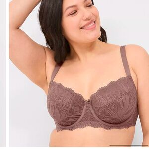 Cacique Unlined Lace Balconette Bra in Deep Taupe (38I)